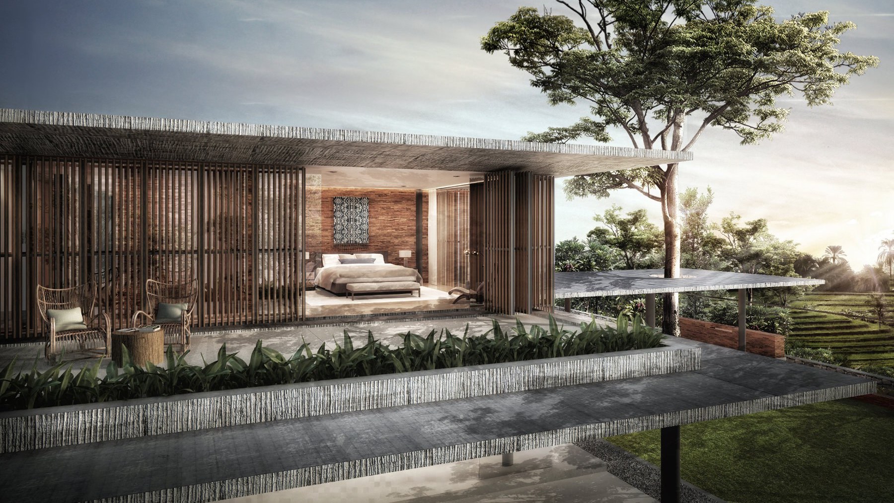 Design Assembly - Kedara House - Bali Architect - Interior Design - Bali Villa - Bedroom - Wooden Facade - Building Facade