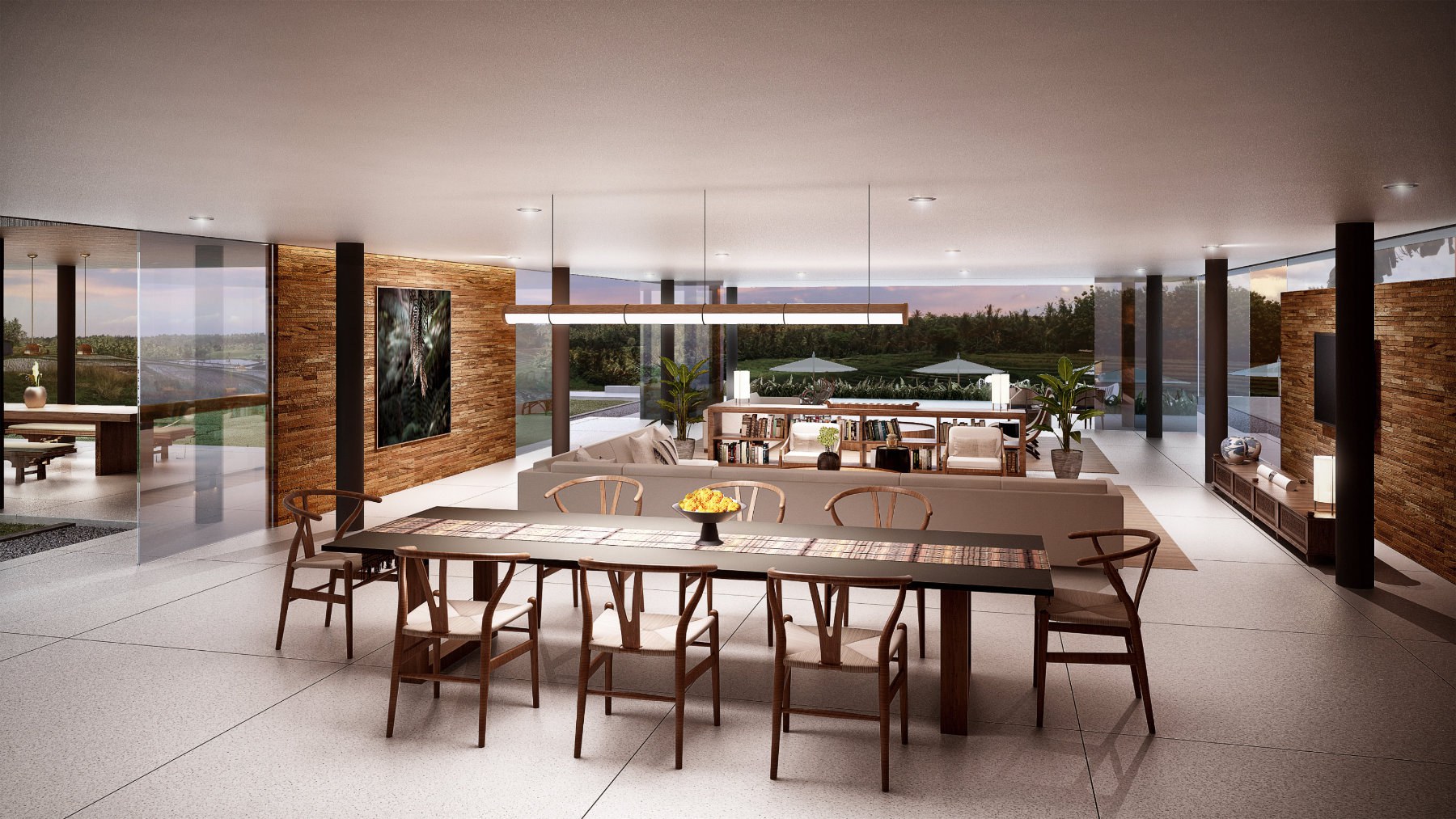 Design Assembly - Kedara House - Bali Architect - Interior Design - Bali Villa - Wooden Facade - Dining Area - Living Room