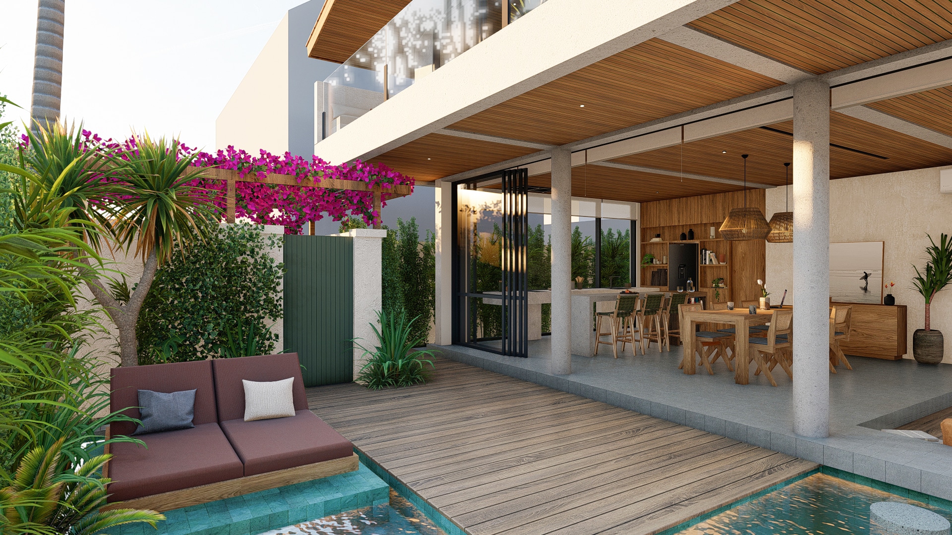 Design Assembly - MacDonald Villa - Bali Architect - Interior Design - Bali Villa - Wooden Facade - Outside Area