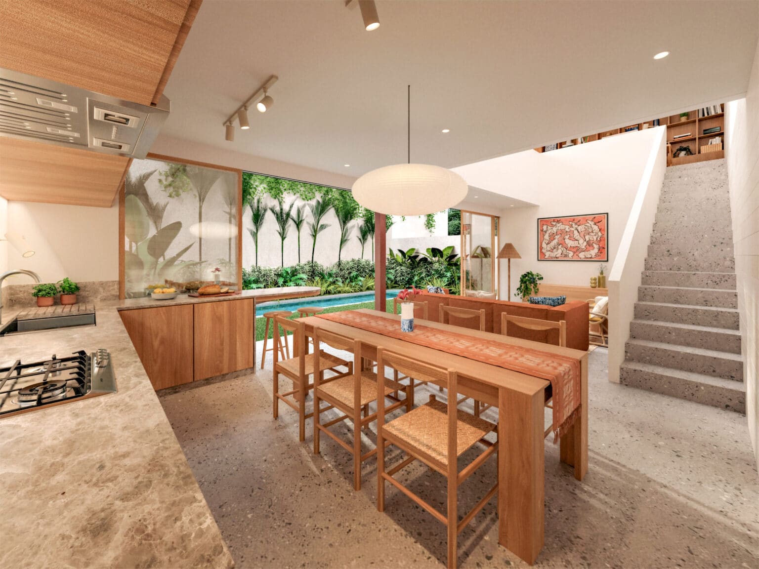 Design Assembly - Suku House - Bali Architect - Interior Design - Bali Villa - Wooden Facade - Dining Room - Kitchen