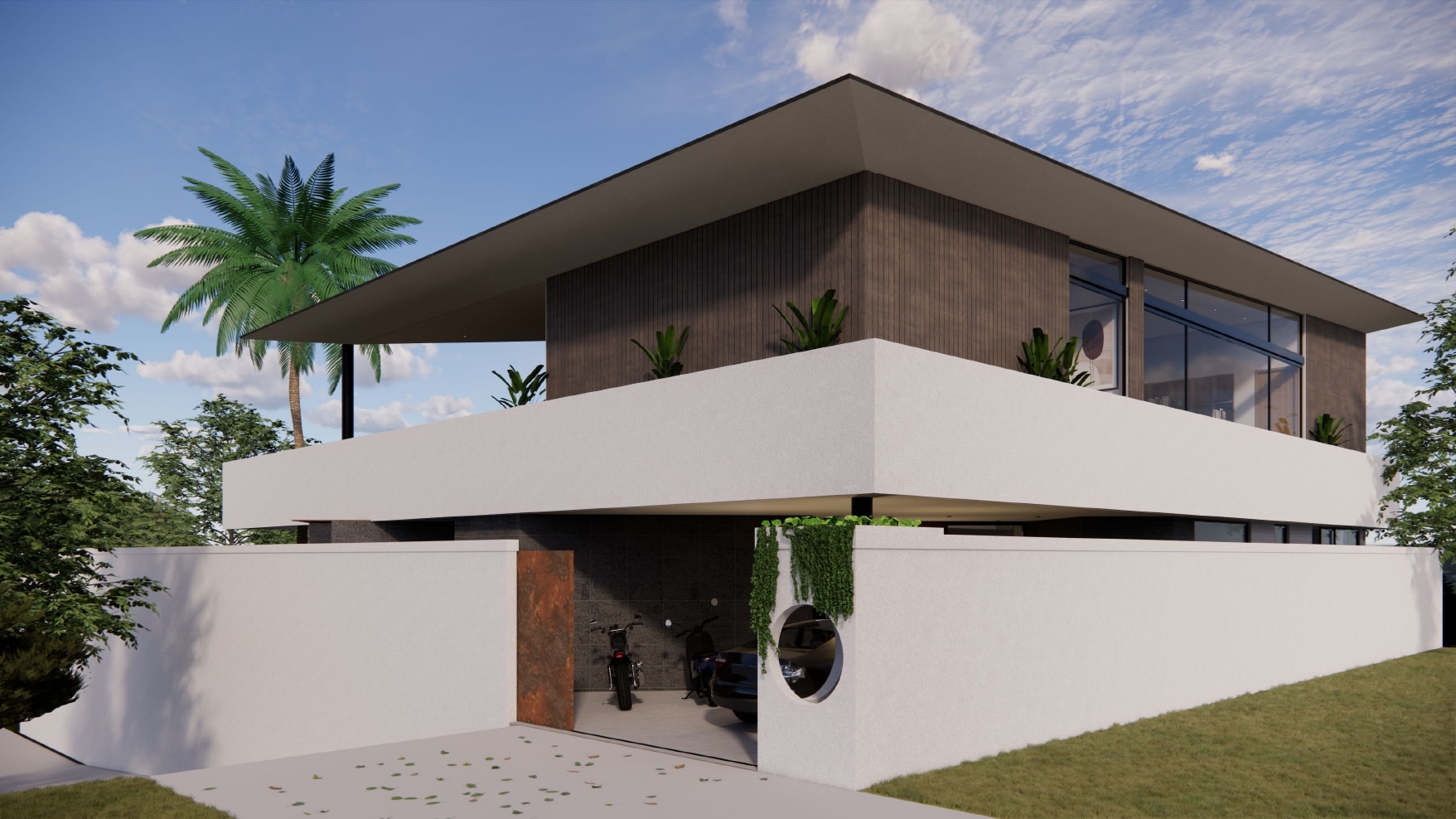 Design Assembly - Anyar 5 Villa - Bali Architect - Interior Design - Bali Villa - Parking Area - Outside Area - Gate - Wall Facade - Wooden