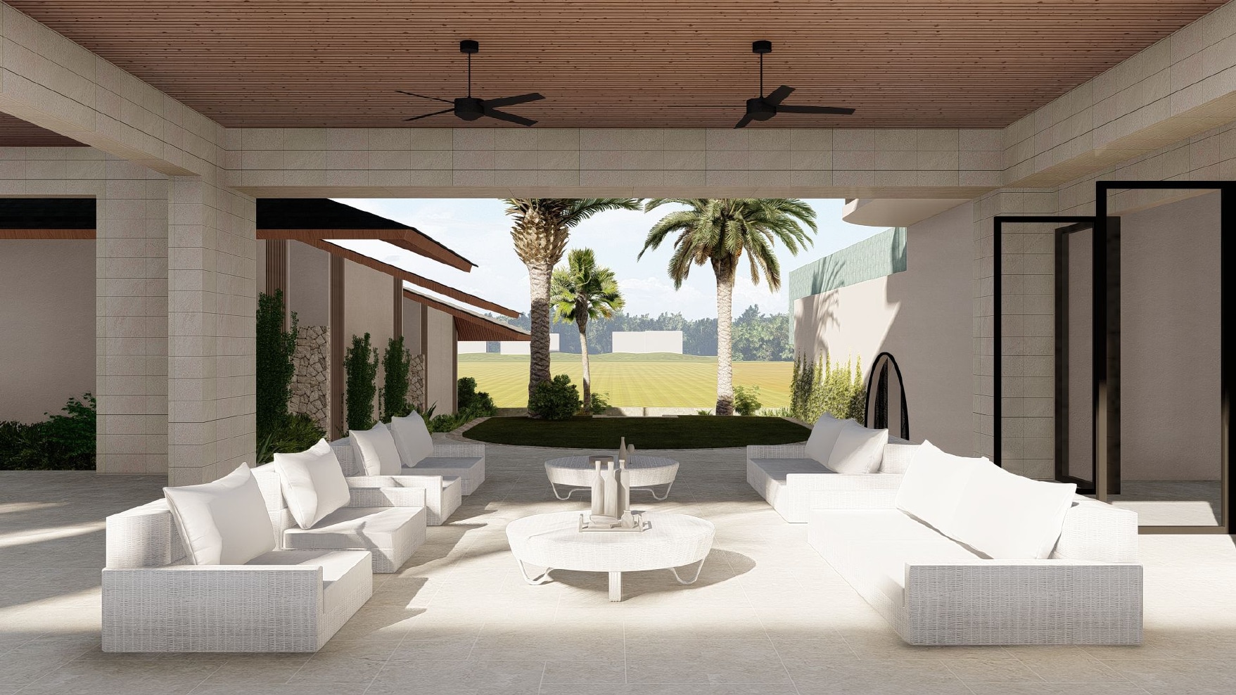 Design Assembly - Berawa 15 Villa - Bali Architect - Interior Design - Bali Villa - Open Living Room - Terrace - Wall Facade