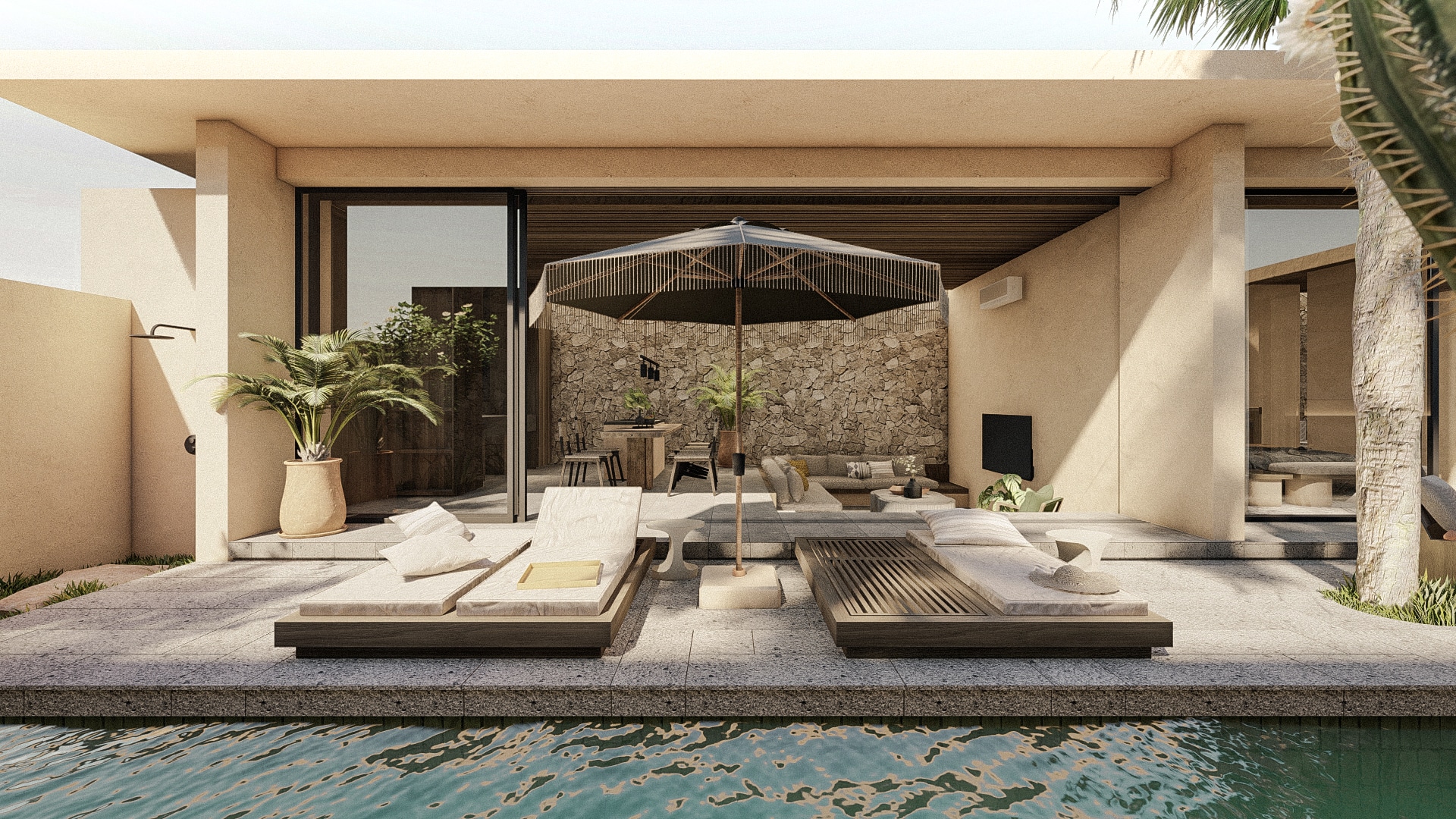 Design Assembly - Lombok Villas - Bali Architect - Interior Design - Lombok Villa - Daybed - Swimming Pool