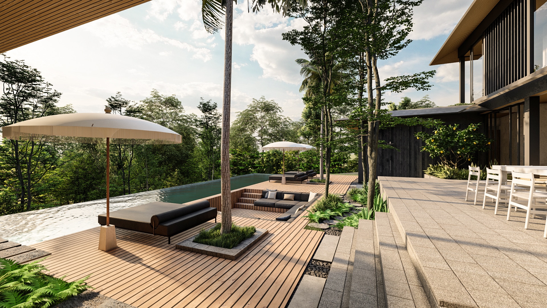 Design Assembly - Villa Shrey - Bali Architect - Interior Design - Bali Villa - Wooden Facade - Swimming Pool Area