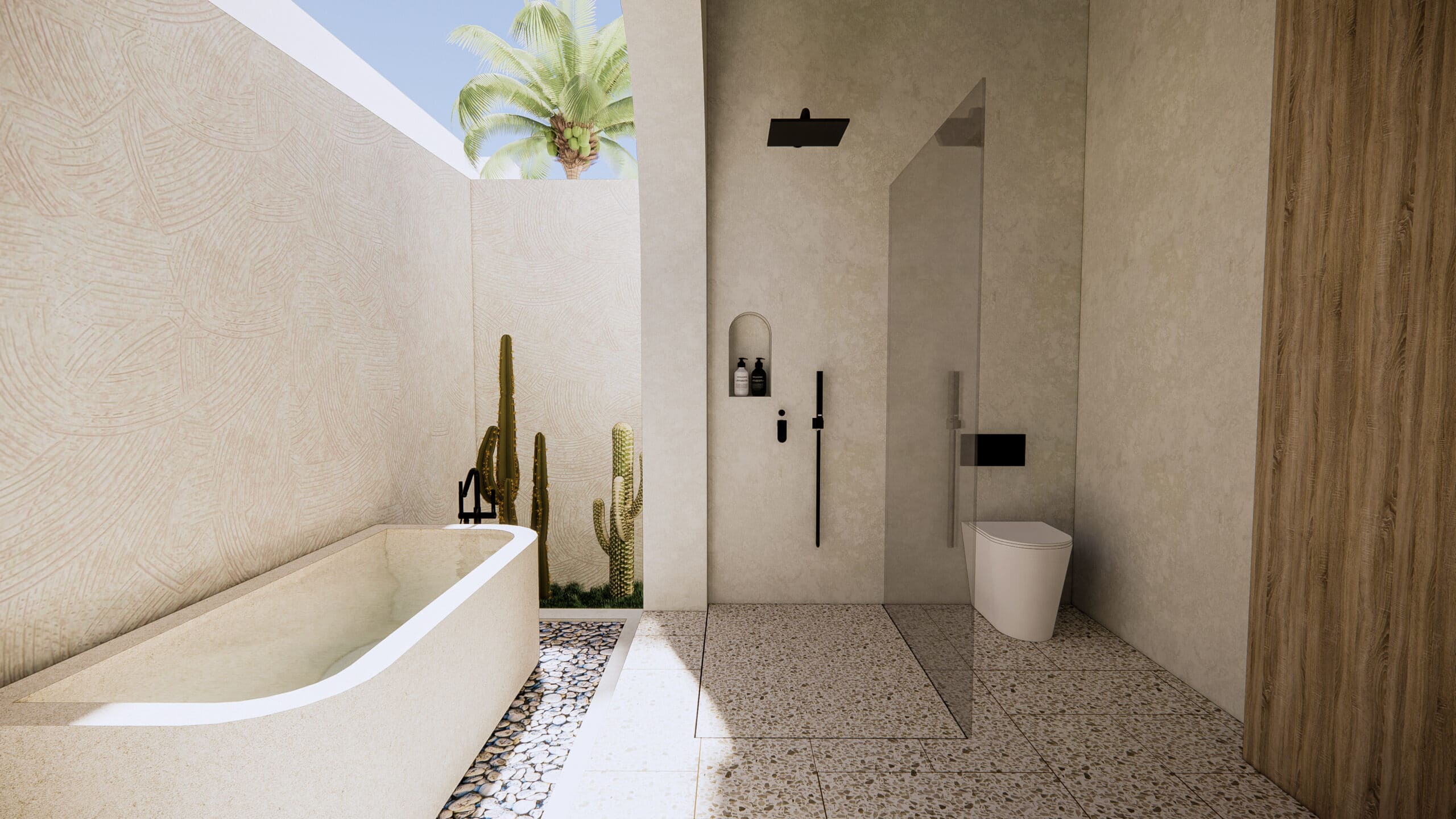Design Assembly - Michael Utomo Villa - Bali Architect - Interior Design - Bali Villa - Bathroom - Outside Bathtub - Wall Facade