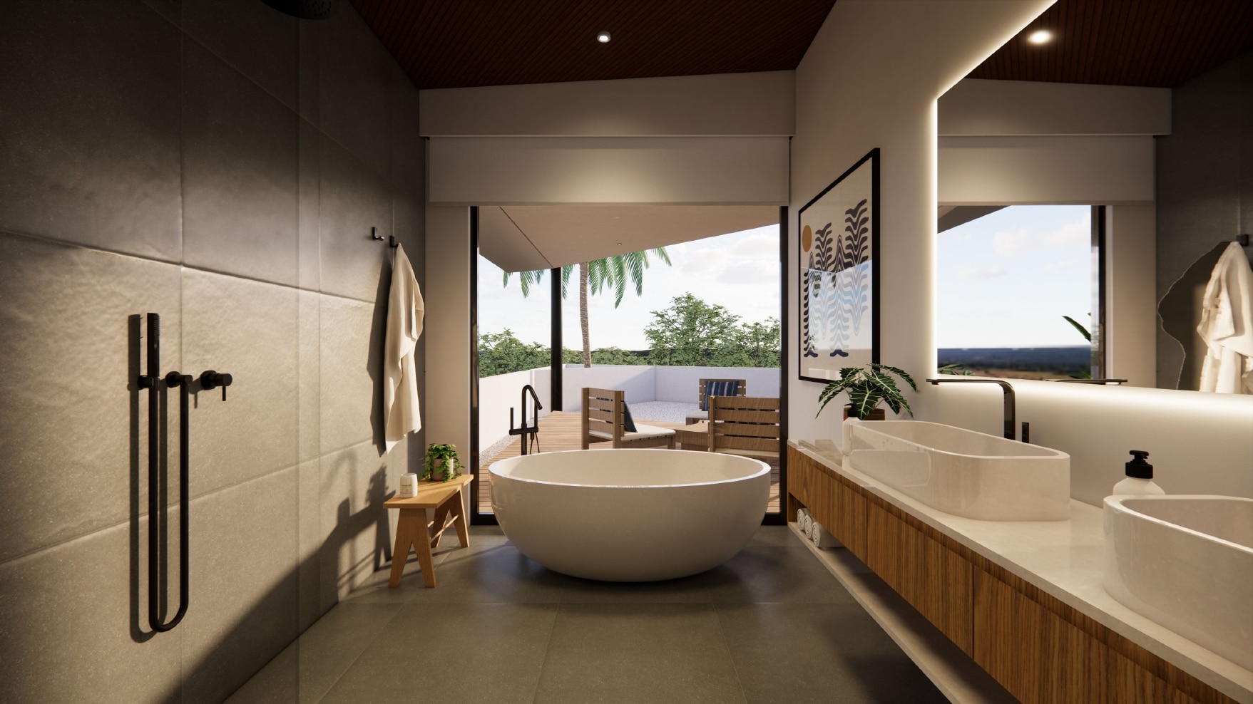 Design Assembly - Anyar 5 Villa - Bali Architect - Interior Design - Bali Villa - Bathroom - Bathtub - Wooden Facade