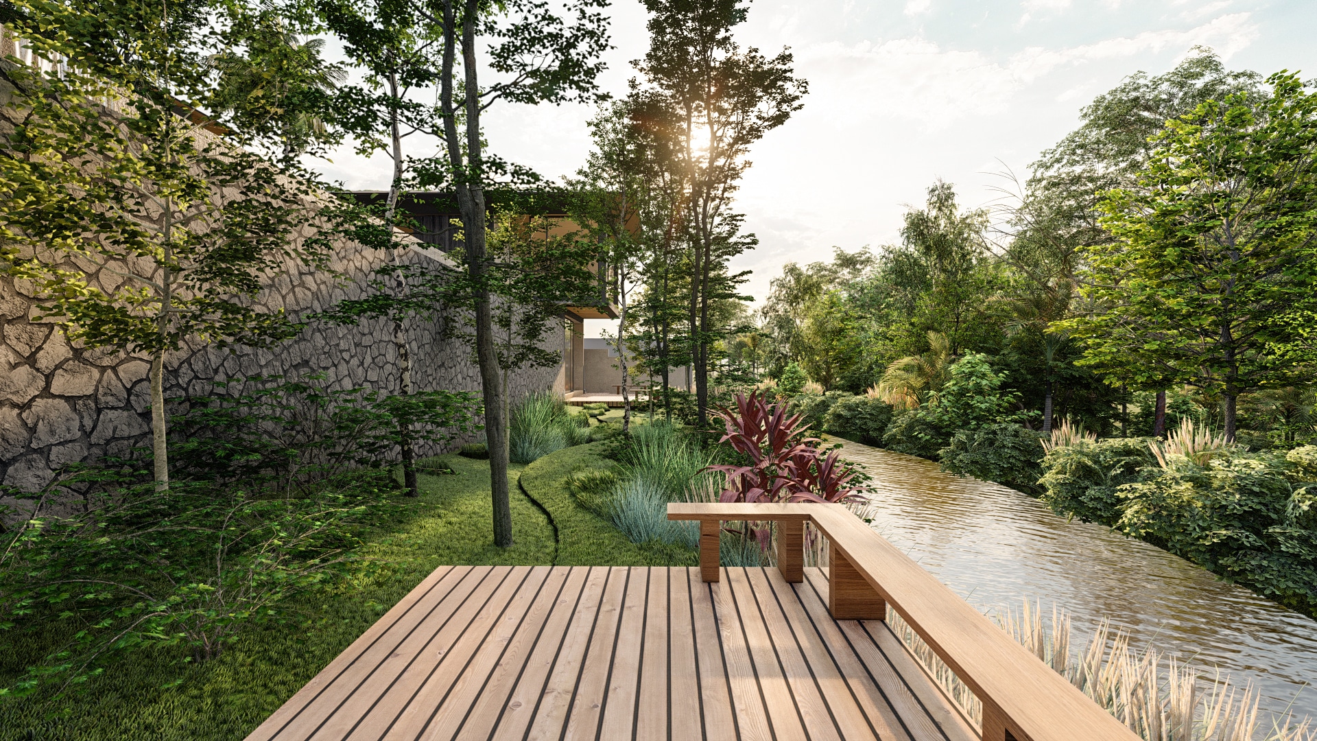Design Assembly - Villa Shrey - Bali Architect - Interior Design - Bali Villa - Wooden - River Garden