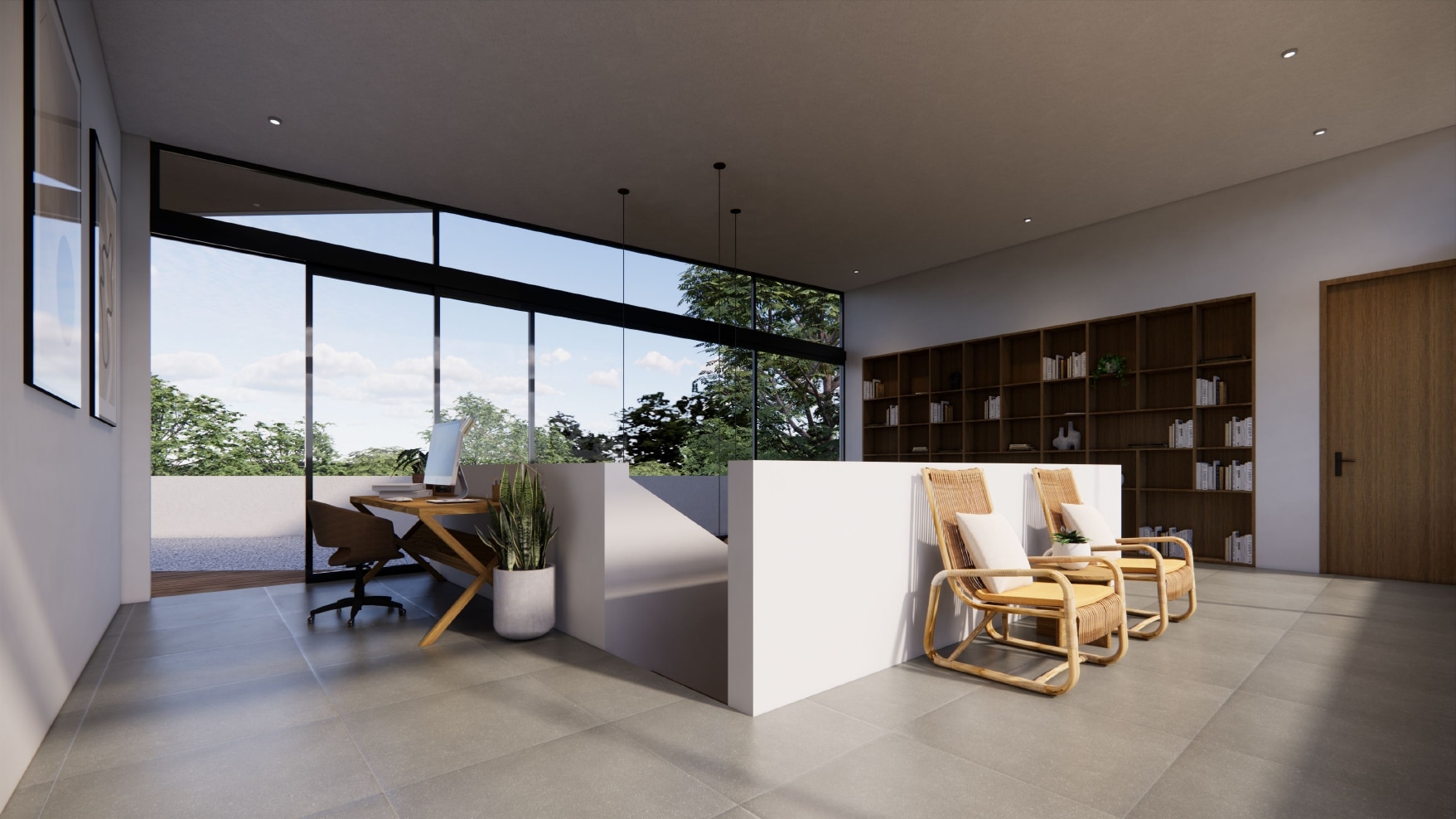 Design Assembly - Anyar 5 Villa - Bali Architect - Interior Design - Bali Villa - Mezzanine - Work Desk - Terrace - Wooden Facade